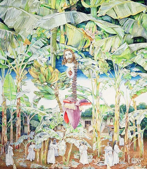 Miraculous Vision of Christ in the Banana Grove, 1989 (oil on canvas)  a  James  Reeve
