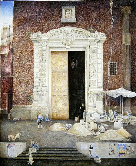 Stone-masons, the Capilla de las Animas, 2003 (oil on canvas)  a  James  Reeve