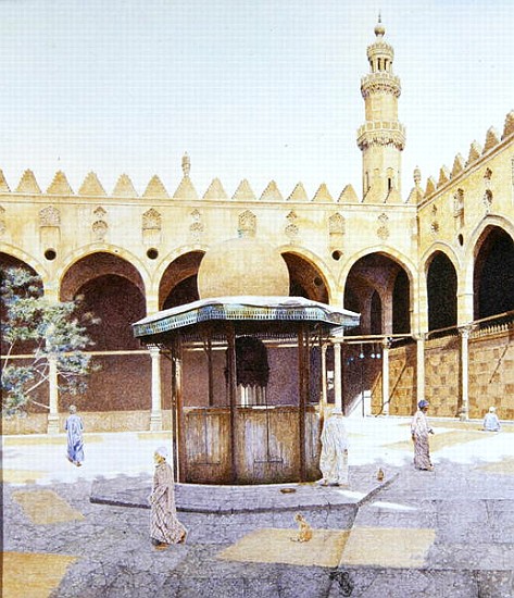 The Kiosk in the Courtyard of the al-Maridani Mosque, Cairo, 1986 (oil on canvas)  a  James  Reeve