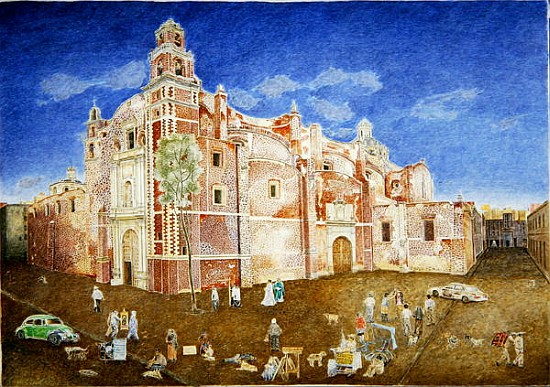 Women Fighting outside the Church of Santa Catarina, 2001 (oil on canvas)  a  James  Reeve