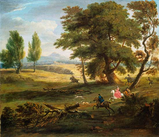 Hunting Party in an Extensive Landscape a James Ross