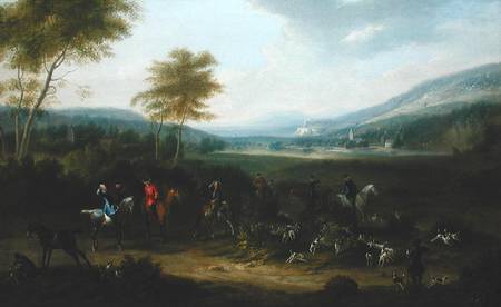 A Hunting Party in a Landscape a James Ross