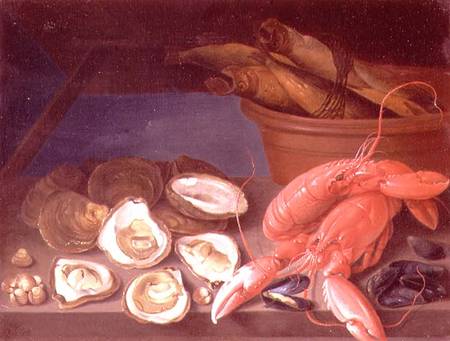 Still Life of Lobsters a James Sillett