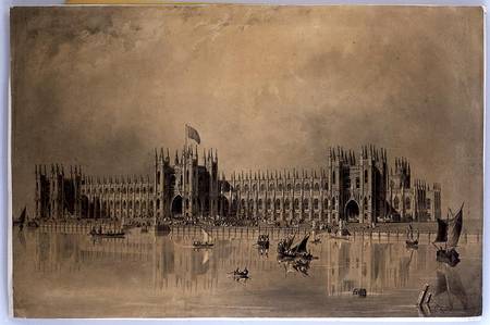 Perspective drawing of the artist's proposed new Houses of Parliament a James Thomas Knowles