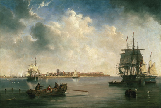 Port of Hartlepool with ships a James Wilson Carmichael