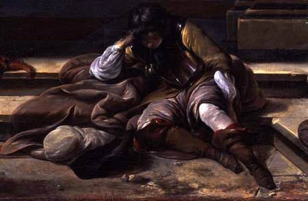 Italian Port Scene, detail of a sleeping soldier a Jan Baptist Weenix