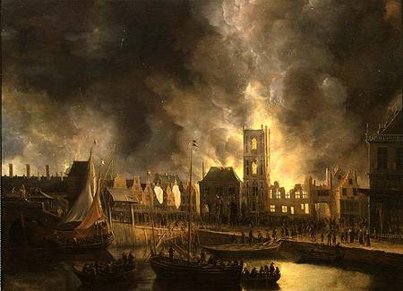 The Great Fire in the Old Town Hall Amsterdam 1652 a Jan Beerstraten