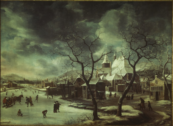 J.A.Beerstraten, Dorf im Winter a Jan Beerstraten