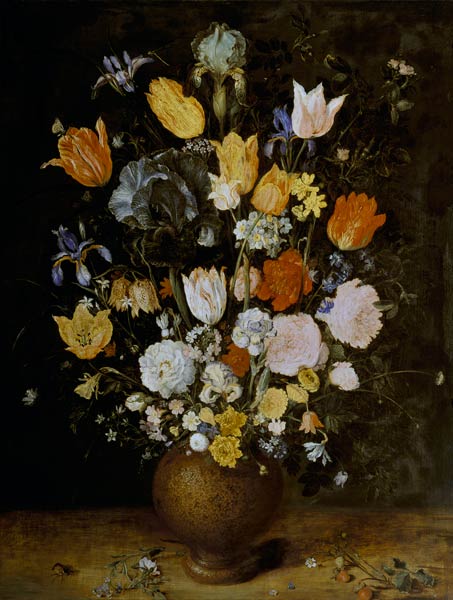 Bouquet of flowers into clay vase a Jan Brueghel il Vecchio