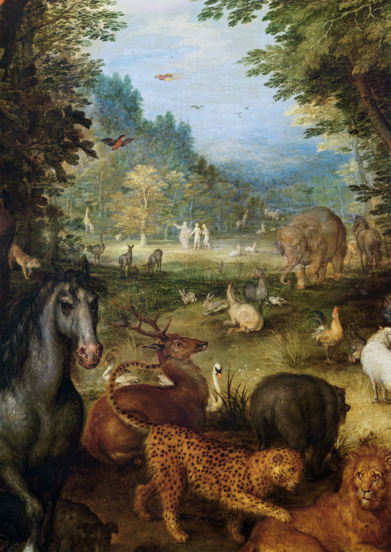 Earth, or The Earthly Paradise, detail of animals a Jan Brueghel il Vecchio