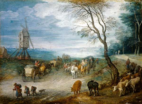 Landschaft mit Windmühle a Jan Brueghel il Vecchio