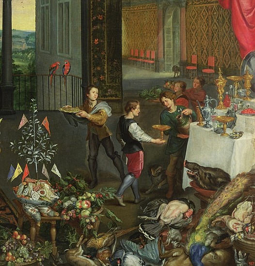 Allegory of Taste, detail of servers bringing wine, 1618 (detail of 61052) a Jan Brueghel il Vecchio