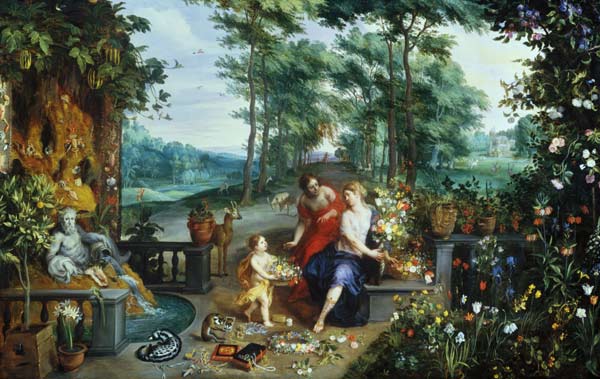 Flora and Nymphs in a Garden a Jan Brueghel il Vecchio