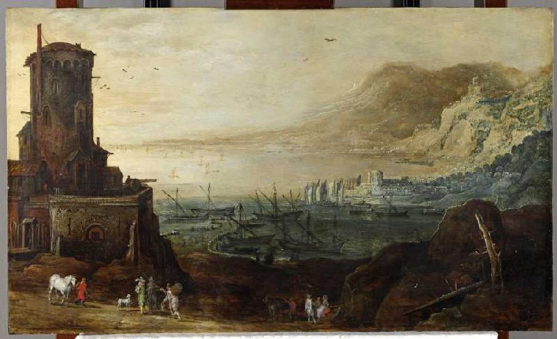 Hafenlandschaft mit Befestigungsturm a Jan Brueghel il Vecchio