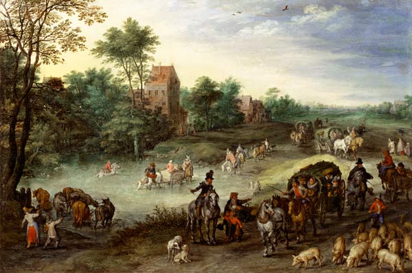 Travellers in a Landscape a Jan Brueghel il Vecchio