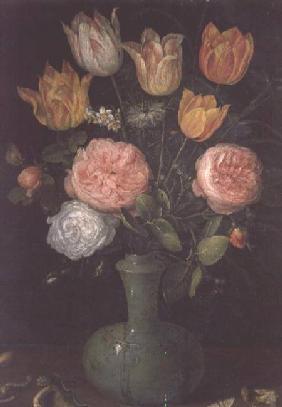Vase of Flowers with Diamonds on the Table