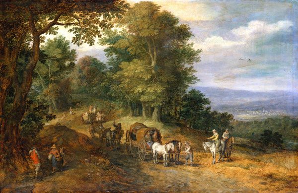Jan Brueghel d.Ä., Belebter Fahrweg a Jan Brueghel il Giovane