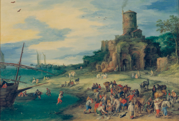 J.Brueghel d.Ä., Seelandsch.Scipionengr. a Jan Brueghel il Giovane