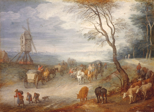 J.Brueghel t.E./ Land w. windmill/c.1611 a Jan Brueghel il Giovane
