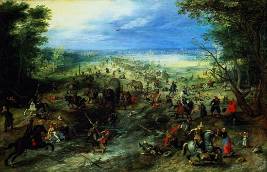 Raid on a caravan of wagons a Jan Brueghel il Giovane