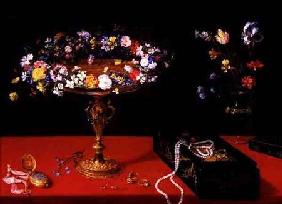 A Still Life of a Tazza with Flowers