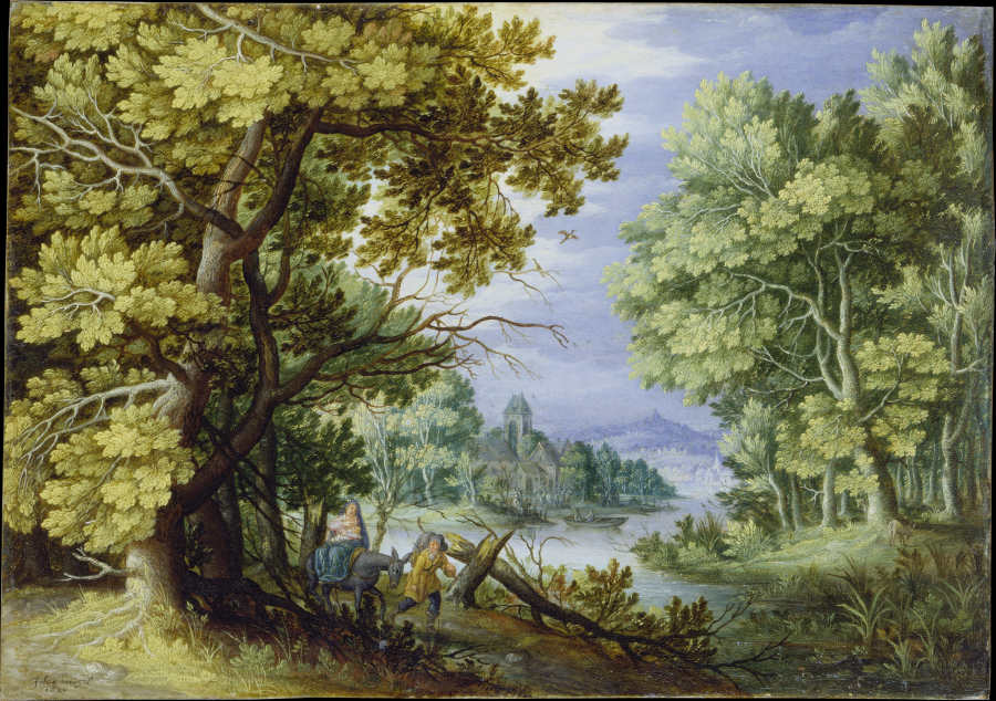 Forest Landscape with Flight into Egypt a Jan Brueghel il Giovane