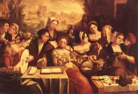 The Prodigal Son Feasting with Harlots a Jan Cornelisz Vermeyen