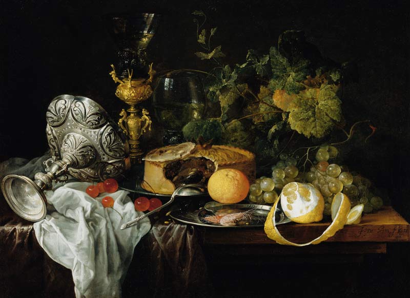 Sumptuous Still Life with Fruits, Pie and Goblets a Jan Davidsz. de Heem