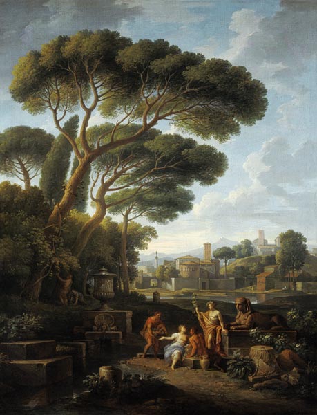 Figures in a Roman landscape a Jan Frans van Bloemen