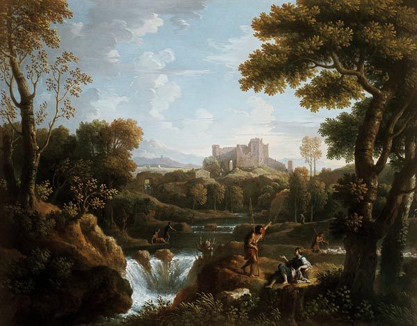 Arcadian landscape with shepherds a Jan Frans van Bloemen