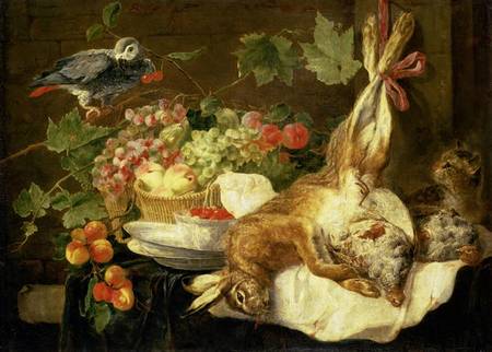Still Life with Hare, Fruit and Parrot a Jan Fyt