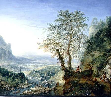 A capriccio river landscape a Jan Griffier il Vecchio