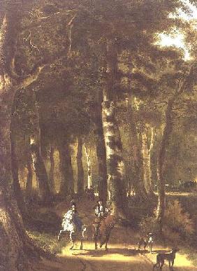 Travellers on a Path in a Wooded Landscape