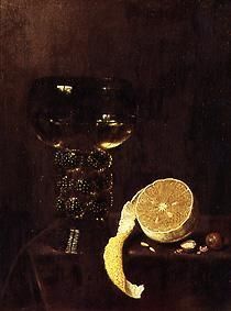 Wine-glass and lemon cut into a Jan III. van de Velde