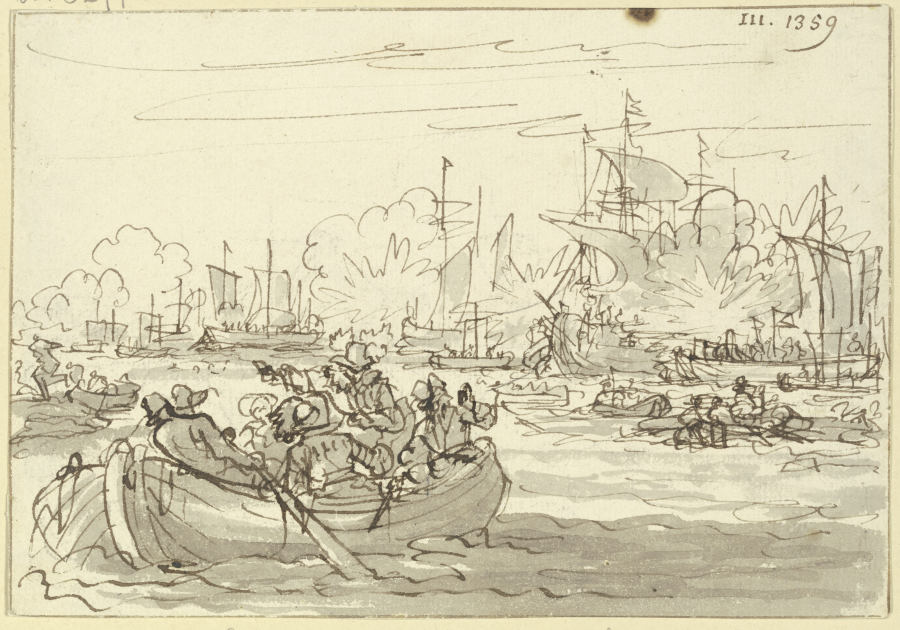 Die spanische Flotte wird im Jahr 1631 von holländischen Schiffen auf der Schelde erobert a Jan Luyken