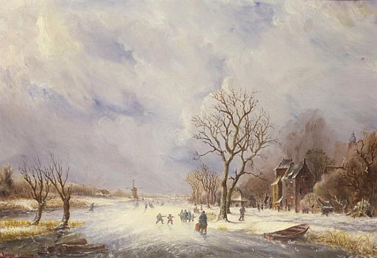 Winter Canal Scene, 19th century a Jan Lynn