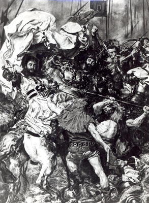The Battle of Grunwald on 15th July 1410, detail depicting the death of the Grand Master Ulrich von a Jan Matejko