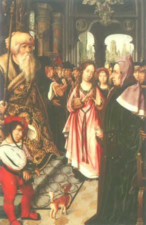 The disputation of St. Katharina (left wing of a triptych) a Jan Provost