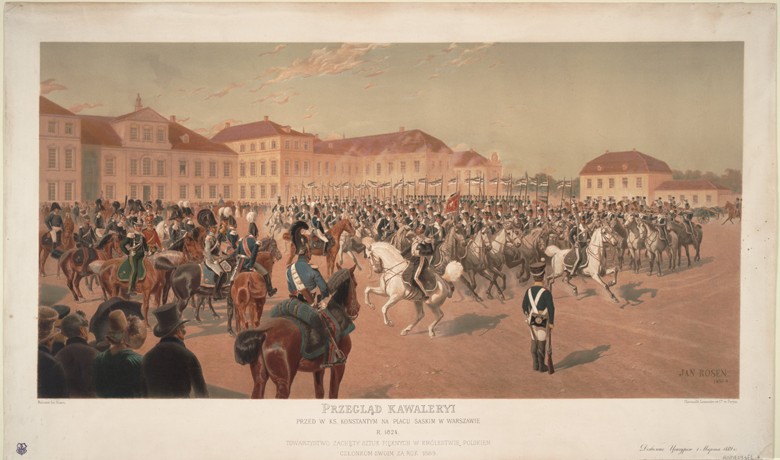 Grand Duke Constantine Pavlovich of Russia at the Cavalry Review on the Saxon Square in Warsaw, 1824 a Jan Rosen