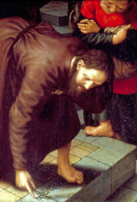 Christ and woman taken in adultery  (detail of 231478) a Jan Sanders van Hemessen