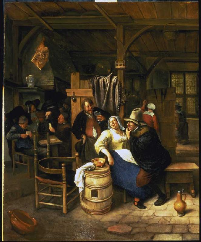 The old admirer smallholder economy with card playing smallholders in the background. a Jan Havickszoon Steen