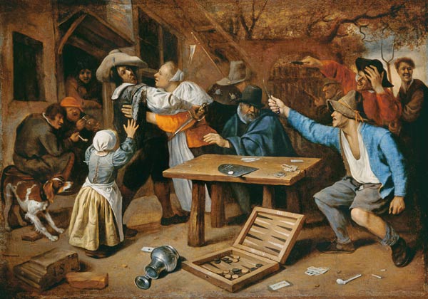 The quarrel at the pack of cards a Jan Havickszoon Steen