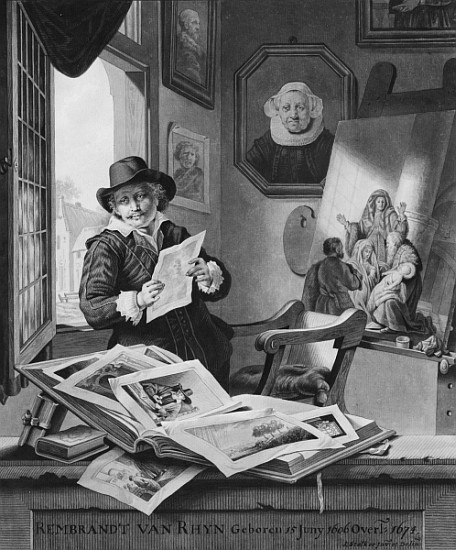 Rembrandt in his studio a Jan Stolker