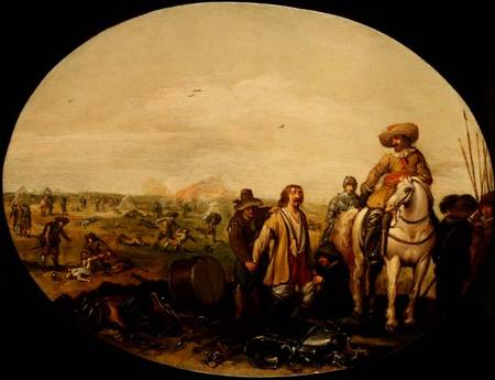 The Aftermath of Battle (oil on copper) a Jan the Younger Martsen