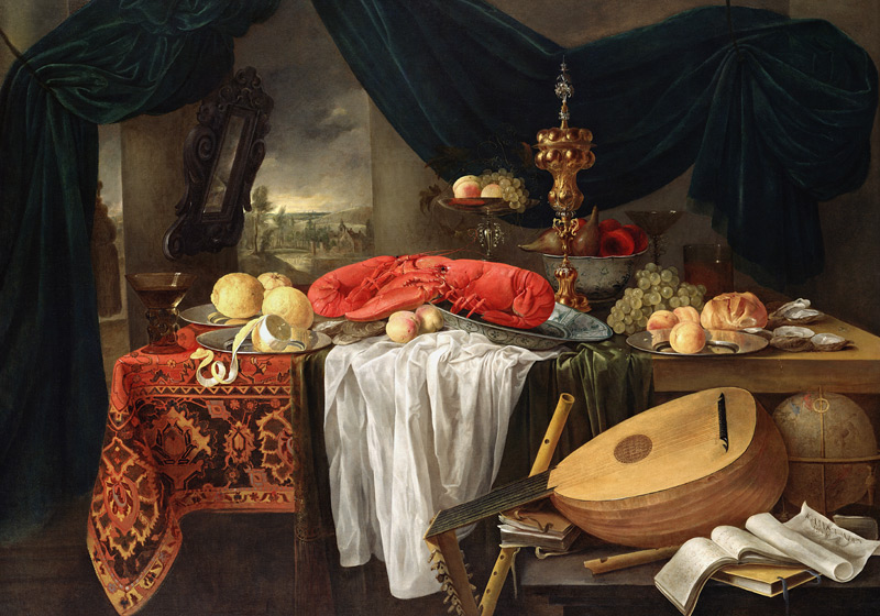Still Life with a Lobster, Lemons and a Lute a Jan van den Hecke