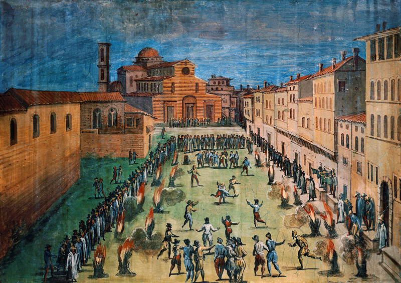 A public festival in the Piazza Santo Spirito, Florence a Jan van der Straet