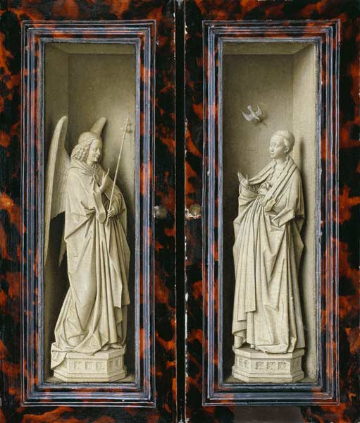 Winged altar: Left and right wing of aussen: Proclamation of Mariae a Jan van Eyck