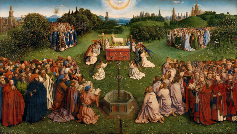 Altare di Gent, adorazione dell'agnello a Jan van Eyck