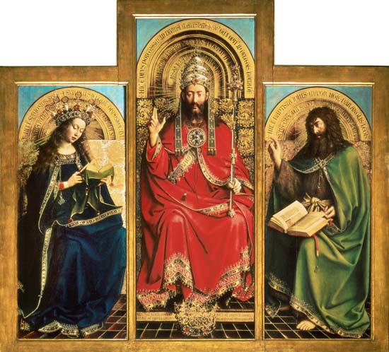 Genter altar, Maria, God the Father and Johannes of the Täufer a Jan van Eyck