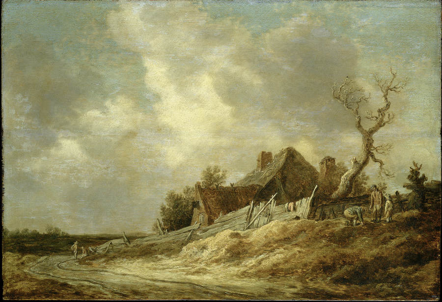 Dirt Road with Farmhouse and Board Fence a Jan van Goyen